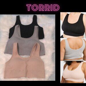 LOT OF 3✨TORRID size 0x (large) Lightly Lined Seamless Rib Scoop Bralette